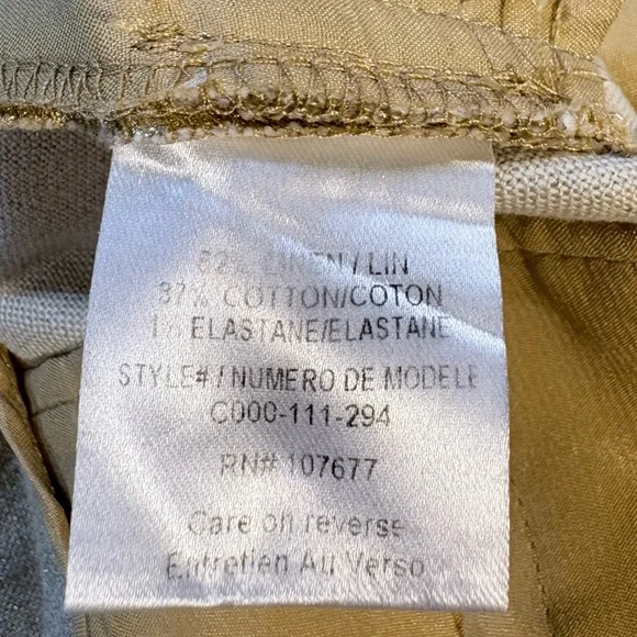 Alice + Olivia Metallic Gold Linen-Blend Cuffed Chino Shorts Sz 6🧡 - Picture 10 of 11